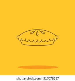 Pumpkin pie cute icon in trendy flat style isolated on color background. Thanksgiving symbol for your design, logo, UI. Vector illustration, EPS10.