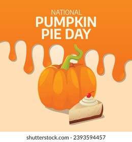 Pumpkin Pie Delight: Vector Design Template for National Pumpkin Pie Day. Celebrate this iconic dessert with a flavorful and festive illustration.