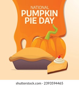 Pumpkin Pie Delight: Vector Design Template for National Pumpkin Pie Day. Celebrate this iconic dessert with a flavorful and festive illustration.