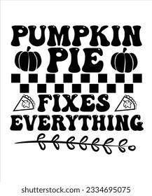 Pie de calabaza arregla todo el diseño de camiseta SVG