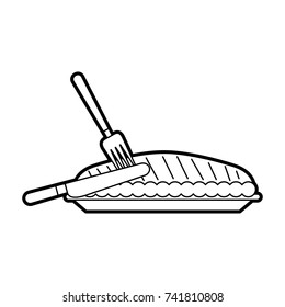 pumpkin pie with fork knife food thanksgiving day menu
