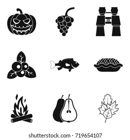 Pumpkin pie icons set. Simple set of 9 pumpkin pie vector icons for web isolated on white background