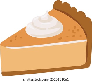 Pumpkin pie isolated white background, vector, autumn illustration 