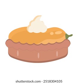 Pastel de calabaza con capas y crema
Ilustración vectorial de pastel de calabaza, incluyendo rebanadas de nata, pastel cubierto y pastel entero. Adecuado para una variedad de propósitos, como productos impresos