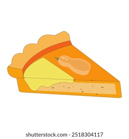 Pastel de calabaza con capas y crema
Ilustración vectorial de pastel de calabaza, incluyendo rebanadas de nata, pastel cubierto y pastel entero. Adecuado para una variedad de propósitos, como productos impresos