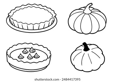 Pumpkin pie line art design charming seasonal collection