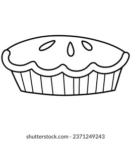 Pumpkin pie line art. Vector illustration with autumn theme.