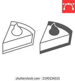 Pumpkin pie line and glyph icon, thanksgiving and autumn, pumpkin cake slice vector icon, vector graphics, editable stroke outline sign, eps 10.