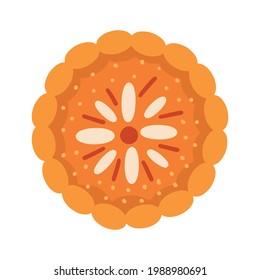 Pumpkin pie on a white background. Traditional American homemade pumpkin pie. Vector illustration