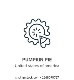 Pumpkin pie outline vector icon. Thin line black pumpkin pie icon, flat vector simple element illustration from editable united states of america concept isolated stroke on white background