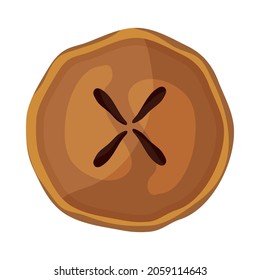 Pumpkin pie with pecans for Thanksgiving, Thanksgiving food, vector illustration of food, traditional Thanksgiving dishes. Menu items. Sugar. Delicious pastries with filling. Handmade work.