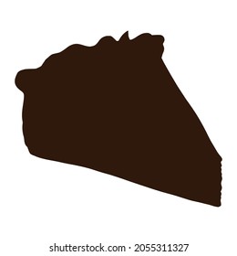 Pumpkin Pie Piece Shadow. Thanksgiving Food silhouette. Autumn holiday pumpkin dish for stickers, halloween invitation, harvest, logo, recipe, menu and greeting cards decoration.