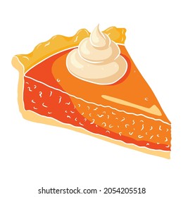 Pumpkin Pie Piece. Thanksgiving Food cartoon style sketch. Autumn holiday pumpkin dish for stickers, halloween invitation, harvest, logo, recipe, menu and greeting cards decoration.