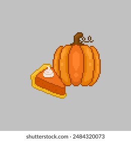 Pastel de calabaza, pixel art food