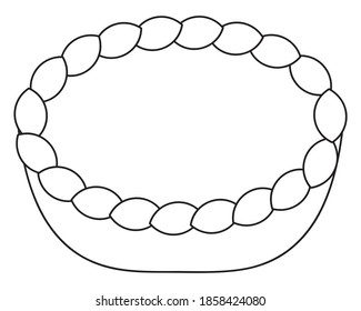 Pumpkin pie. Place for your text. Vector illustration. Outline on an isolated white background. Doodle style. Sketch. Thanksgiving day symbol. Delicious snack cooked in the oven. Vegan food. 