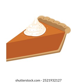 Pumpkin Pie Slice with Cream. National Pumpkin Cheesecake Day.Vector Illustrtion Illustration