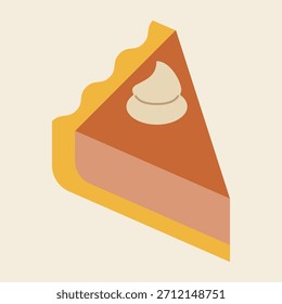 Pumpkin pie slice icon. Thanksgiving inspiration. Vector illustration, flat design