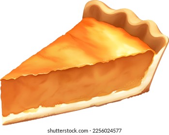 Pumpkin Pie Slice Isolated Hand Drawn Painting Illustration
