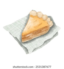 Pumpkin Pie Slice on Cloth Napkin