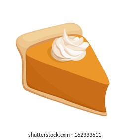 Pumpkin Pie Slice. Vector Illustration.