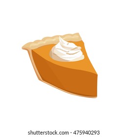 Pumpkin pie slice. Vector illustration.