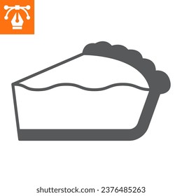 Pumpkin pie solid icon, glyph style icon for web site or mobile app, thanksgiving and food, piece of cake vector icon, simple vector illustration, vector graphics with editable strokes.