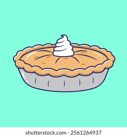 Pumpkin pie, Thanksgiving, dessert pie, sweet pie, pumpkin dessert, Thanksgiving dessert, baked pie, vector, illustration.