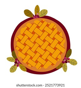 Pumpkin pie, top view. Color image. Vector.