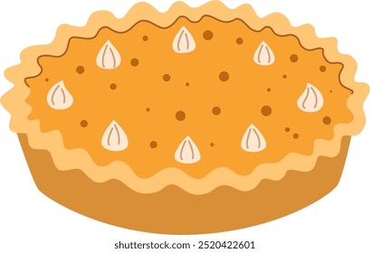 Pumpkin pie. Traditional holiday dish for Thanksgiving day and Halloween. White background.