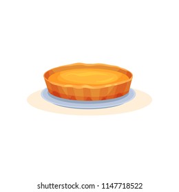 Pumpkin pie, traditional thanksgiving pie vector Illustration on a white background