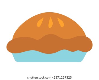 Pie de calabaza. Ilustración plana vectorial. postre de Halloween y el Día de Acción de Gracias.