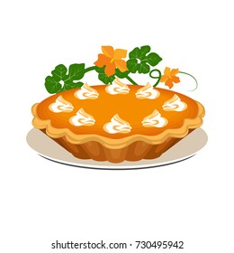 Pumpkin pie. Vector illustration.