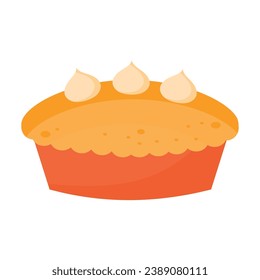 Pumpkin pie, vector illustration. Autumn baking, cupcake.