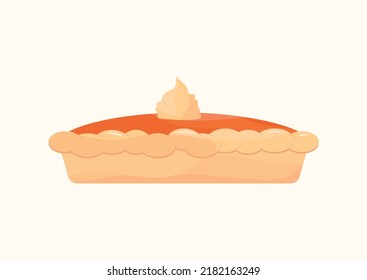 Pumpkin Pie  Vector illustration pumpkin pie for Thanksgiving  Holiday orange pie drawing for recipe print  