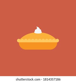 Ilustración vectorial circular de calabaza. Postre tradicional estadounidense de Acción de Gracias.