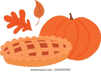 Pumpkin pie vector. Thanksgiving element.