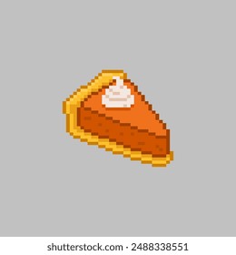 Pumpkin pie and whipped cream, pixel art food