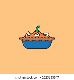 Pumpkin Pie with whipped cream vector illustration for Pumpkin Pie Day on ecember 25