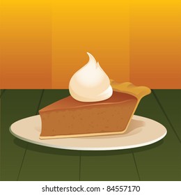 Pumpkin Pie with Whipped Cream - vector