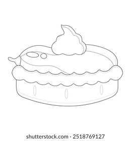 Pumpkin pie whole and slice thin line art icon for food apps and websites on white background, editable stroke. Line art icon of a pie thanksgiving dessert illustration vector graphic.