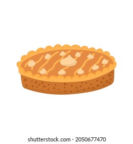 Pumpkin pie with wripped cream. Thanksgiving day traditional pastry. Vector flat illustration.