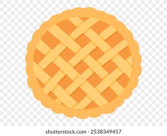 Pumpkin pie,flat minimalist style, perfect for Thanksgiving celebrations. Transparent background for easy use in designs. vector