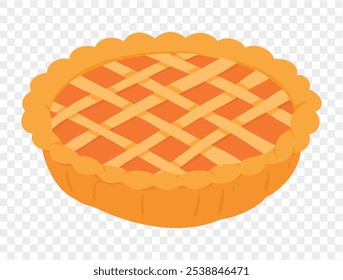 Pumpkin pie,flat minimalist style, perfect for Thanksgiving celebrations. Transparent background for easy use in designs. vector