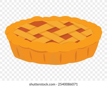 Pumpkin pie,flat minimalist style, perfect for Thanksgiving celebrations. Transparent background for easy use in designs. vector