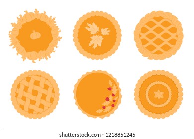 Pumpkin pies set, vector, isolated illustration on white background