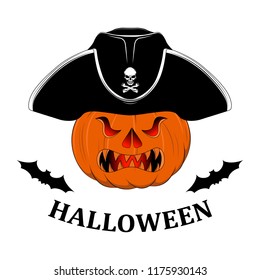 Pumpkin pirate with bats.