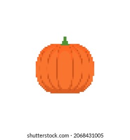 Pumpkin pixel art. pixelated Vegetable. 8 bit vector illustration