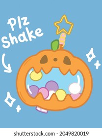 Pumpkin Plz Shake Cute Halloween Vector illustration. Happy Halloween Background Vector illustration