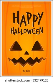 Pumpkin poster Happy Halloween. Vector Illustration. 