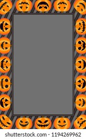 Pumpkin poster material of Halloween event party, for name tags and price tags and greeting card with copy space